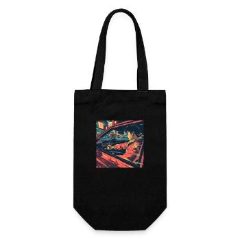 80er Jahre Anime Typ beruhigender hochwertiger Modedruck - Geschenkbeutel für Flaschen - Schwarz - Vorne