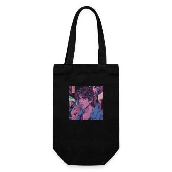 80er Jahre Anime Mädchen beruhigender hochwertiger Modedruck - Geschenkbeutel für Flaschen - Schwarz - Vorne
