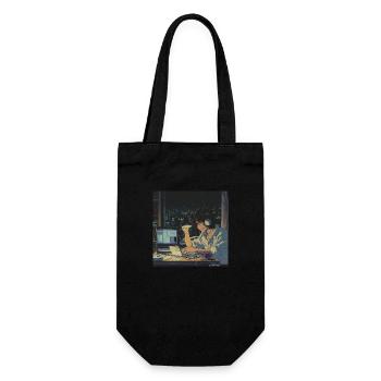 80s anime guy calming high quality fashion print - Gift Bag for Bottles - black - Front