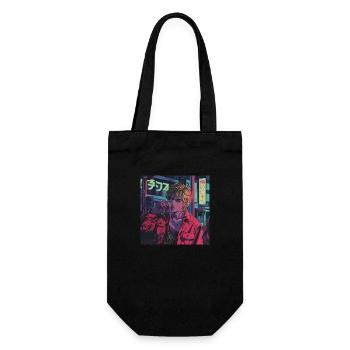 80er Jahre Anime Typ beruhigender hochwertiger Modedruck - Geschenkbeutel für Flaschen - Schwarz - Vorne