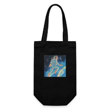 80er Jahre Anime Mädchen beruhigender hochwertiger Modedruck - Geschenkbeutel für Flaschen - Schwarz - Vorne