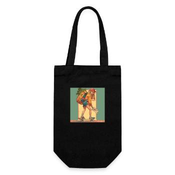 80er Jahre Anime Mädchen beruhigender hochwertiger Modedruck - Geschenkbeutel für Flaschen - Schwarz - Vorne