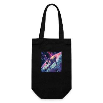 80er Jahre Anime Typ beruhigender hochwertiger Modedruck - Geschenkbeutel für Flaschen - Schwarz - Vorne