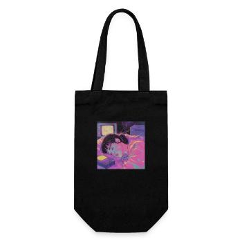 Impression de mode de haute qualité de fille anime des années 80 - Sac à bouteille - noir - Devant