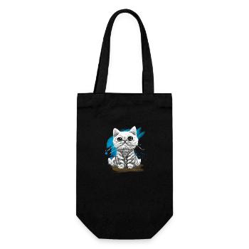 Happy Furry Kätzchen T-Shirt - Geschenkbeutel für Flaschen - Schwarz - Vorne