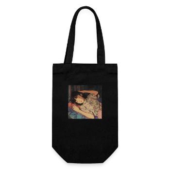 80s anime girl calming high quality fashion print - Gift Bag for Bottles - black - Front