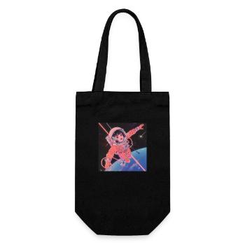 80s anime girl calming high quality fashion print - Gift Bag for Bottles - black - Front