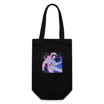 80er Jahre Anime Mädchen beruhigender hochwertiger Modedruck - Geschenkbeutel für Flaschen - Schwarz - Vorne