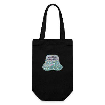 Ich will keine Sorgenfalten, Ich will Lachfalten - Geschenkbeutel für Flaschen - Schwarz - Vorne