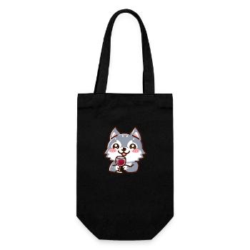 Wein liebender Wolf - Geschenkbeutel für Flaschen - Schwarz - Vorne