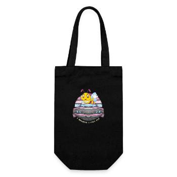 Retro Vintage Biene lustig - I Believe I Can Fly - Geschenkbeutel für Flaschen - Schwarz - Vorne