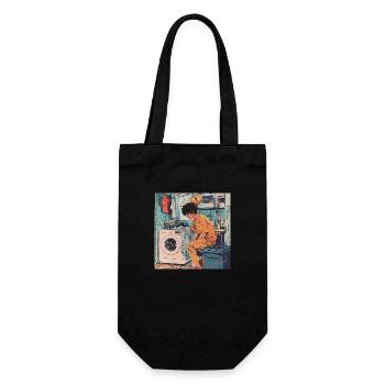 80er Jahre Anime Typ beruhigender hochwertiger Modedruck - Geschenkbeutel für Flaschen - Schwarz - Vorne