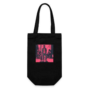 80er Jahre Anime Typ beruhigender hochwertiger Modedruck - Geschenkbeutel für Flaschen - Schwarz - Vorne