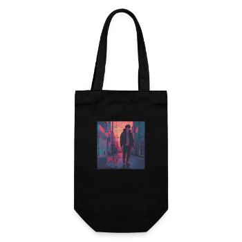 80er Jahre Anime Typ beruhigender hochwertiger Modedruck - Geschenkbeutel für Flaschen - Schwarz - Vorne