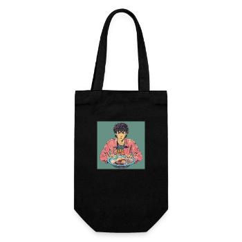 80s anime guy calming high quality fashion print - Gift Bag for Bottles - black - Front