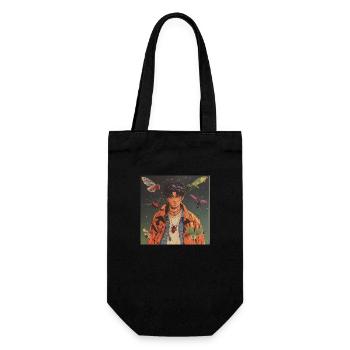 80er Jahre Anime Typ beruhigender hochwertiger Modedruck - Geschenkbeutel für Flaschen - Schwarz - Vorne