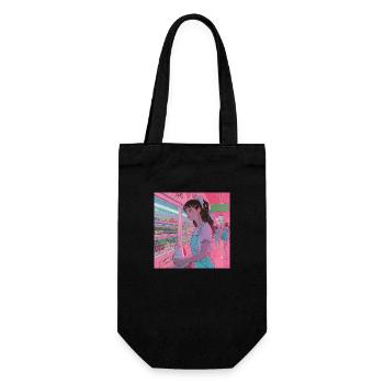80s anime teen calming high quality fashion print - Gift Bag for Bottles - black - Front