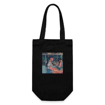 80s anime teen calming high quality fashion print - Gift Bag for Bottles - black - Front