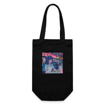 80er Jahre Anime Teen Beruhigender Hochwertiger Modedruck - Geschenkbeutel für Flaschen - Schwarz - Vorne