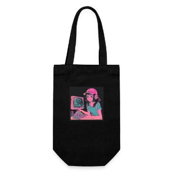 80er Jahre Anime Teen Beruhigender Hochwertiger Modedruck - Geschenkbeutel für Flaschen - Schwarz - Vorne