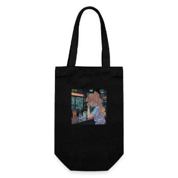 80er Jahre Anime Teen Beruhigender Hochwertiger Modedruck - Geschenkbeutel für Flaschen - Schwarz - Vorne