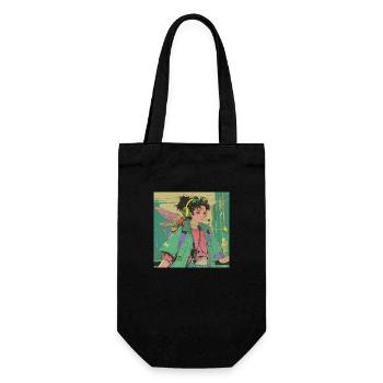 80er Jahre Anime Teen Beruhigender Hochwertiger Modedruck - Geschenkbeutel für Flaschen - Schwarz - Vorne