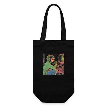 80s anime teen calming high quality fashion print - Gift Bag for Bottles - black - Front