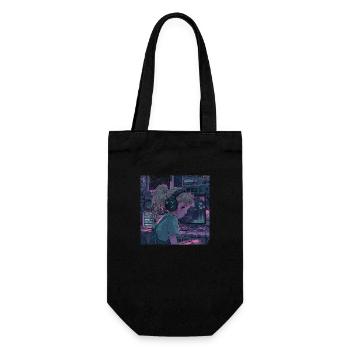 80er Jahre Anime Teen Beruhigender Hochwertiger Modedruck - Geschenkbeutel für Flaschen - Schwarz - Vorne