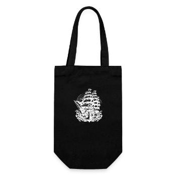 Anchor steering wheel sailing ship in heavy seas - Gift Bag for Bottles - black - Front