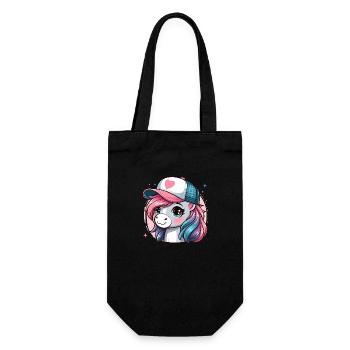 Süße rosa Pony Mähne hat Kappe - Geschenkbeutel für Flaschen - Schwarz - Vorne