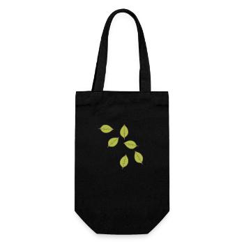 leaf green pattern leaves icon shape nature - Gift Bag for Bottles - black - Front