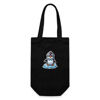 Pinguin mit Brille - Geschenkbeutel für Flaschen - Schwarz - Vorne