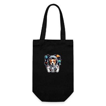 Space Dog with Planets - Gift Bag for Bottles - black - Front