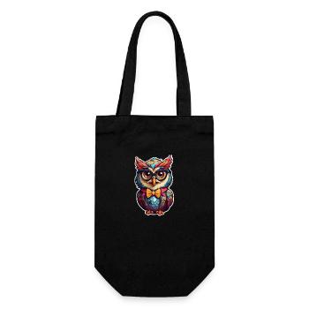 Funny Owl Comic - Gift Bag for Bottles - black - Front