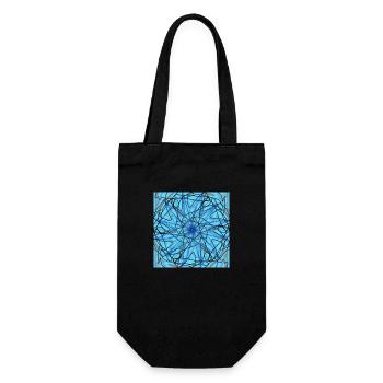 abstrakter blauer Stern - Geschenkbeutel für Flaschen - Schwarz - Vorne