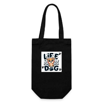 Life is better with a dog - Gift Bag for Bottles - black - Front
