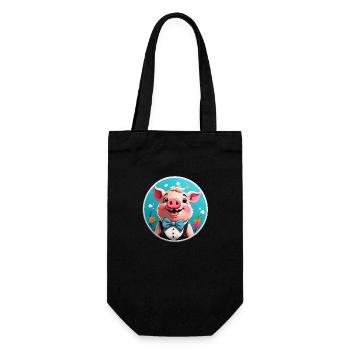Funny Pig Comic - Gift Bag for Bottles - black - Front