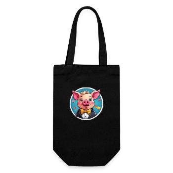 Funny Pig Comic - Gift Bag for Bottles - black - Front