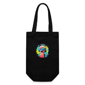 Party Vogel Strauß Straußenfarm - Geschenkbeutel für Flaschen - Schwarz - Vorne