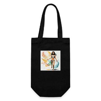 Hawaiianisches Surfer Girl - Geschenkbeutel für Flaschen - Schwarz - Vorne