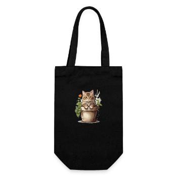 Cute Cat Flower - Gift Bag for Bottles - black - Front