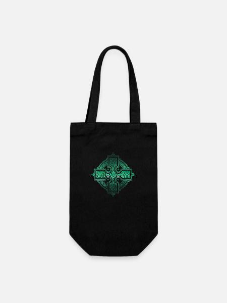Keltische Kreise, Ecken, Farbfelder, Gothic-Symbole - Geschenkbeutel für Flaschen - Schwarz