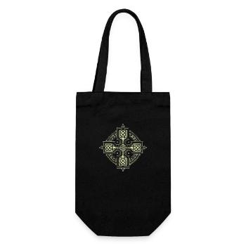 Keltische Kreise, Ecken, Farbfelder, Gothic-Symbole - Geschenkbeutel für Flaschen - Schwarz - Vorne