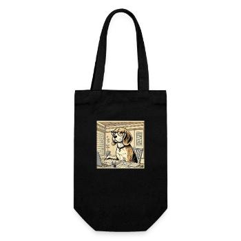 Beagle at the desk - ukiyo-e style - Gift Bag for Bottles - black - Front