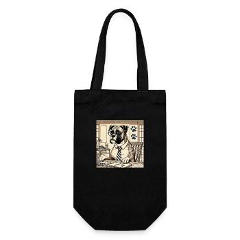 Boxer at the desk - ukiyo-e style - Gift Bag for Bottles - black - Front