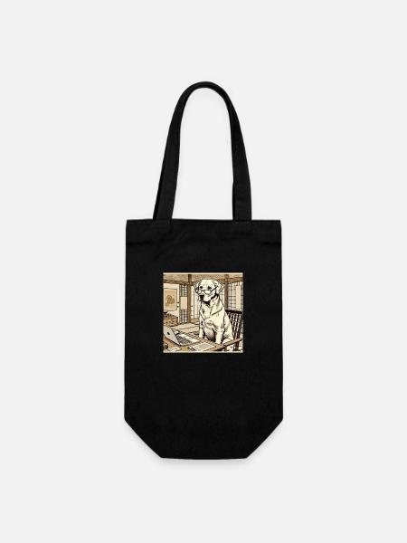 Japan Ukijo e Style Desk Labrador - Gift Bag for Bottles - black