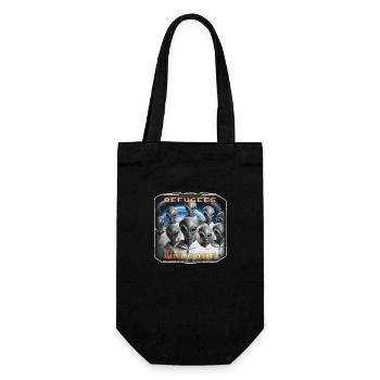 Out of Space - Refugees Welcome Design - Version 4 - Geschenkbeutel für Flaschen - Schwarz - Vorne