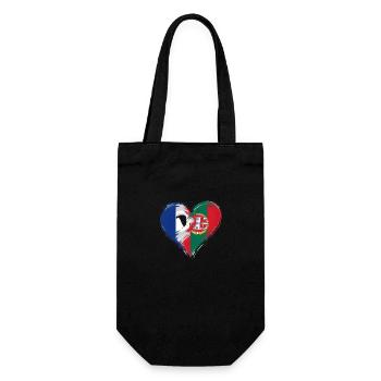 France Portugal Flag Coeur - Sac à bouteille - noir - Devant