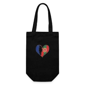 France Portugal Flag Coeur - Sac à bouteille - noir - Devant