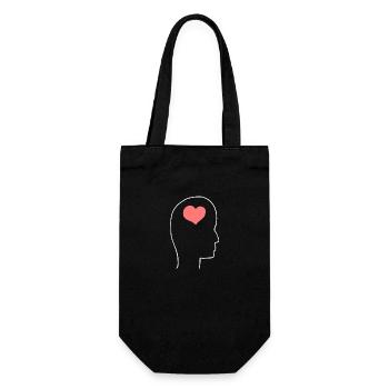 Kopf Profil Mensch Leute Seite Herz - Geschenkbeutel für Flaschen - Schwarz - Vorne